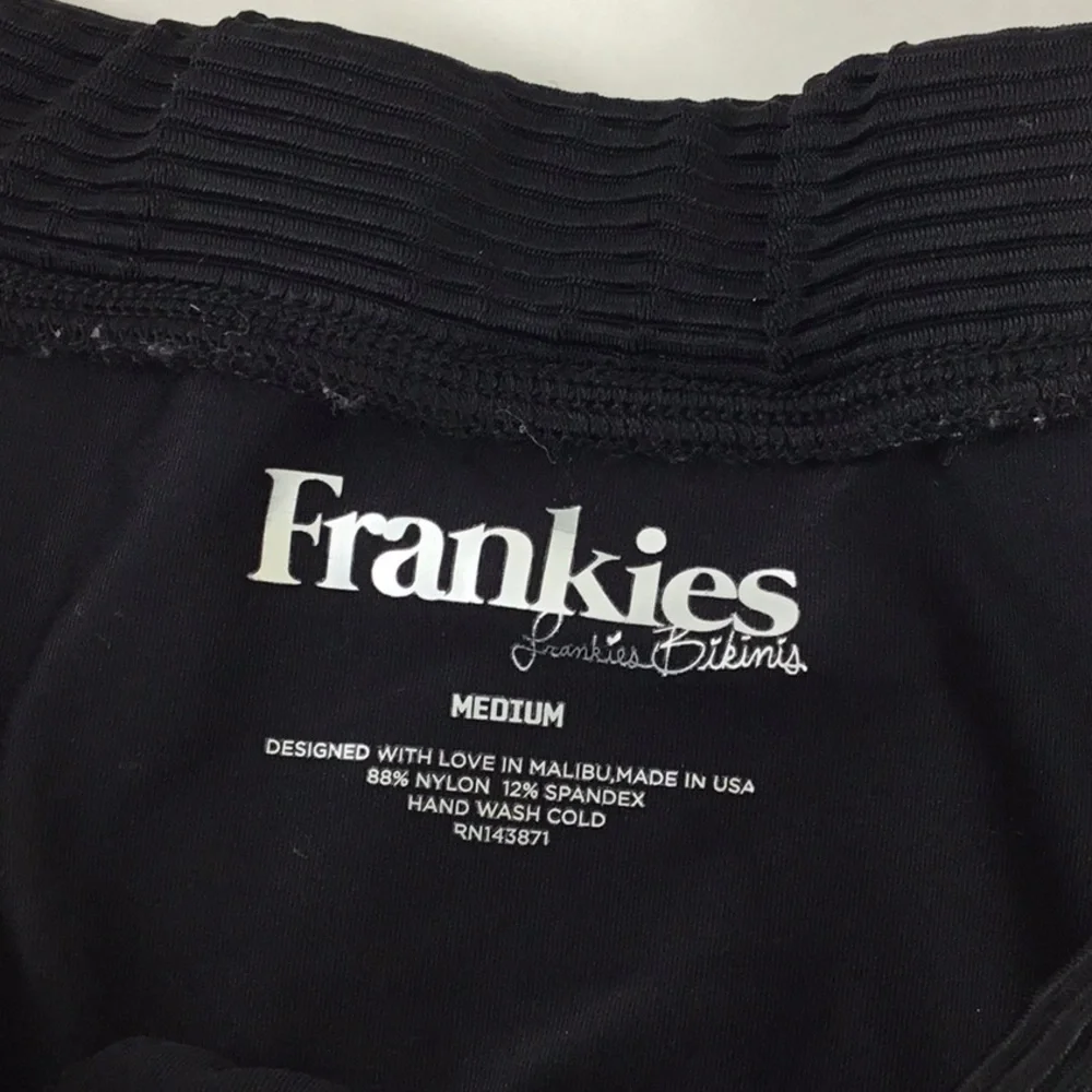 Frankies Bikinis Black Ribbed Bikini Bottom NWOT
